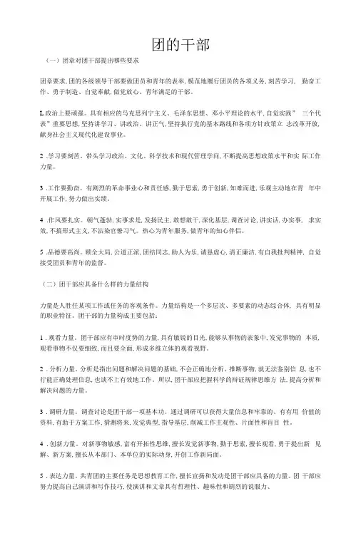 团的干部要求