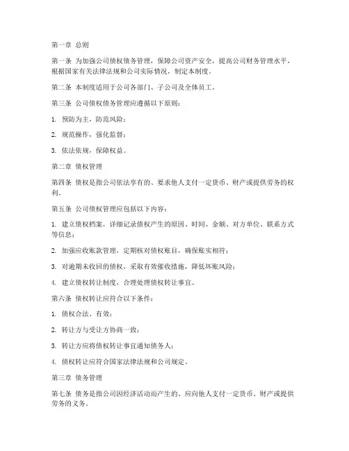 债权债务公司管理制度