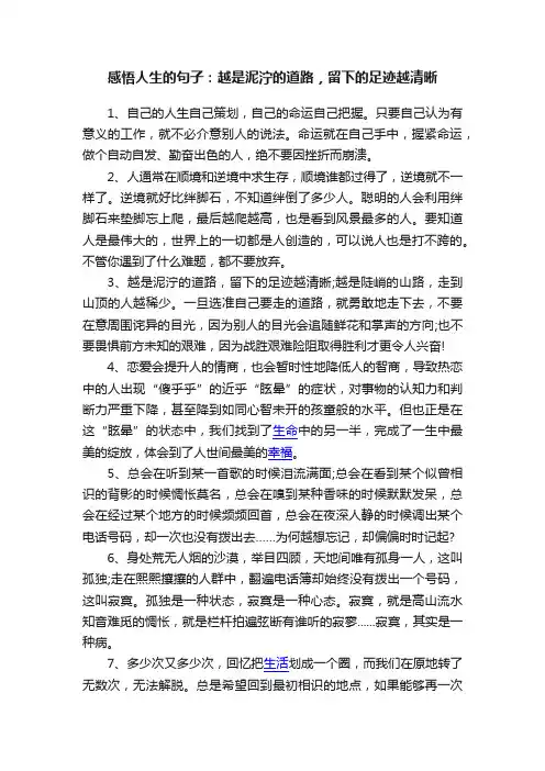 感悟人生的句子：越是泥泞的道路，留下的足迹越清晰