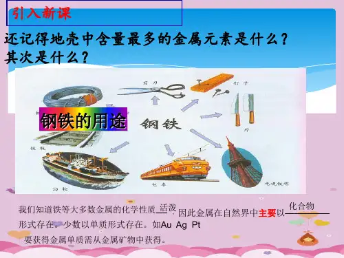 沪教版九年级化学5.2 金属矿物 铁的冶炼优质课件PPT