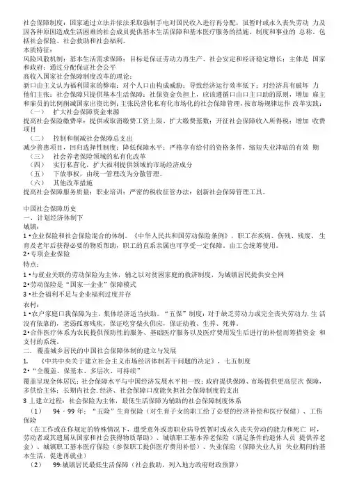 社会保障理论必考知识点