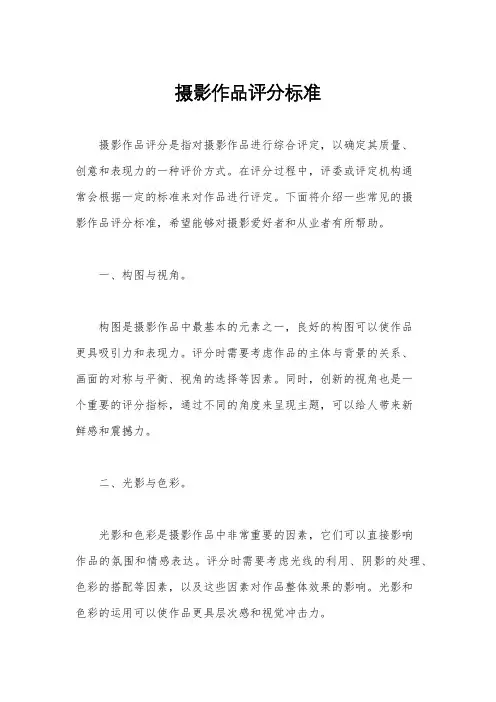 摄影作品评分标准