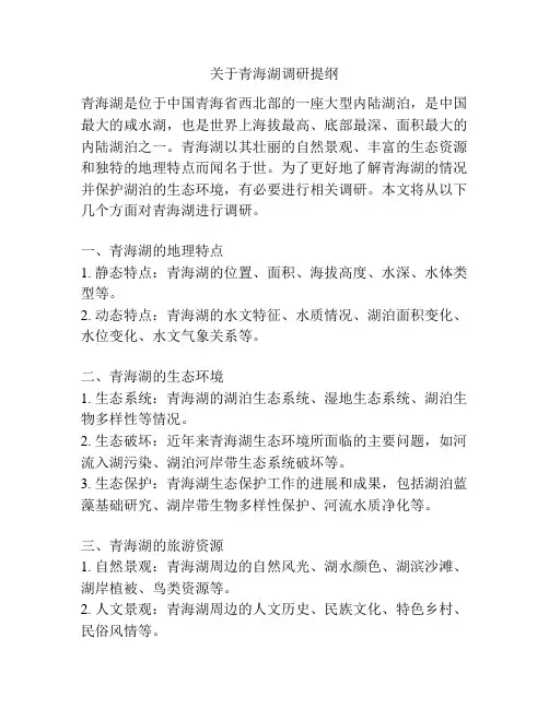 关于青海湖调研提纲