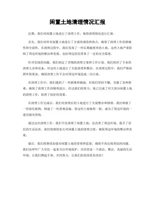 闲置土地清理情况汇报