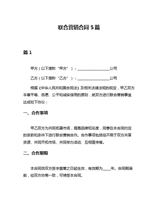 联合营销合同5篇