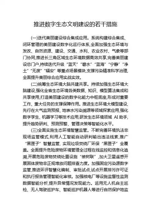 推进数字生态文明建设的若干措施