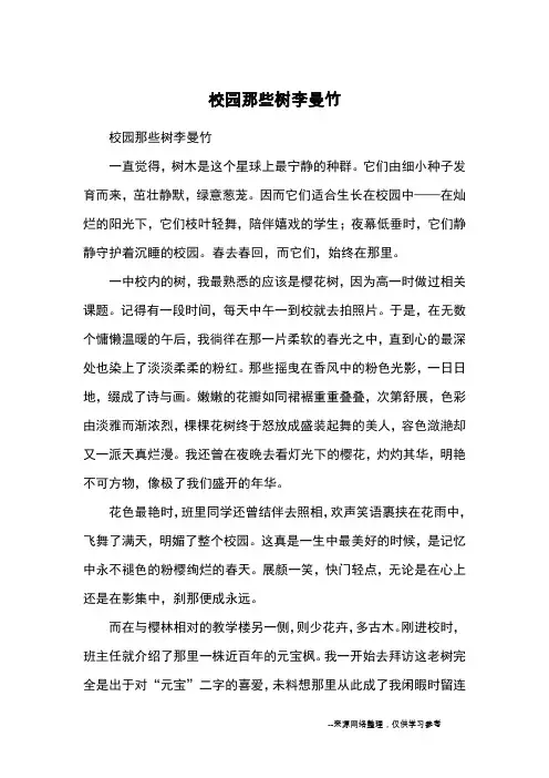 校园那些树李曼竹_高中散文