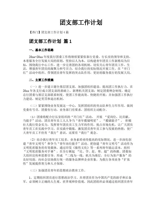 团支部工作计划