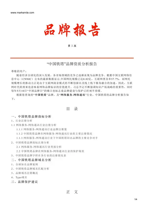 中国铁塔的品牌资质分析报告