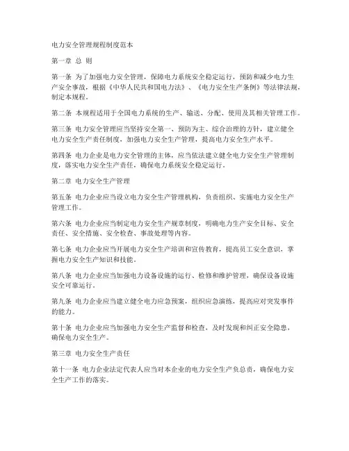 电力安全管理规程制度范本