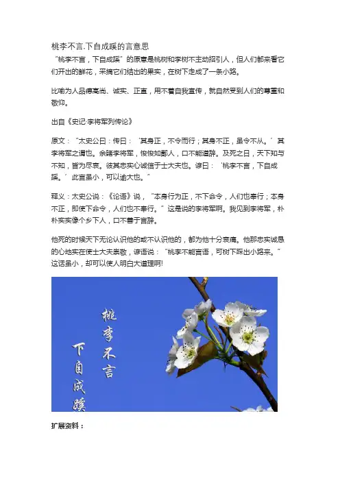 桃李不言,下自成蹊的言意思