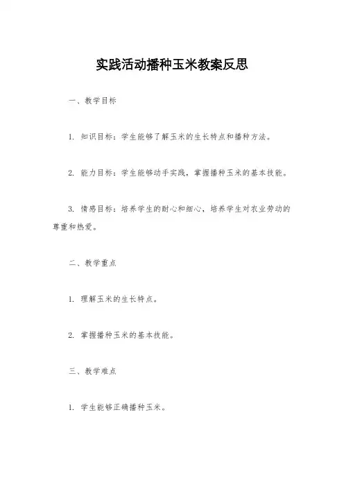实践活动播种玉米教案反思