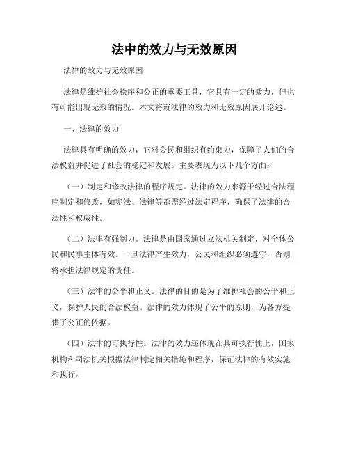 法中的效力与无效原因
