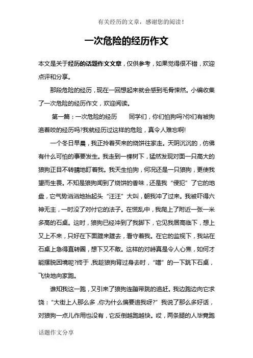 一次危险的经历作文