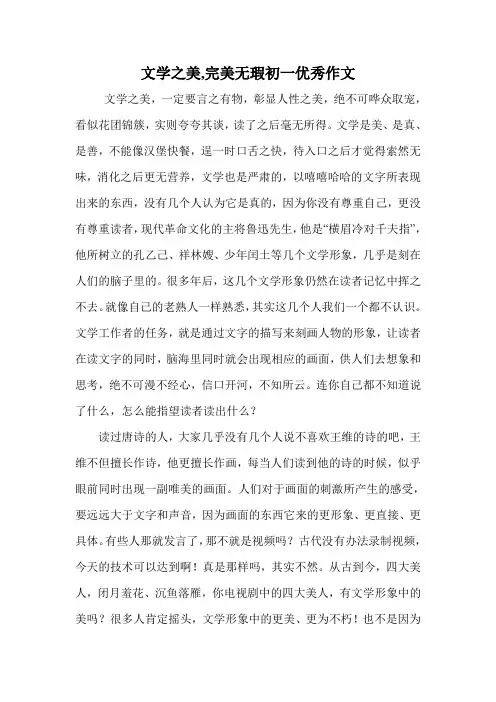 文学之美,完美无瑕初一优秀作文.doc
