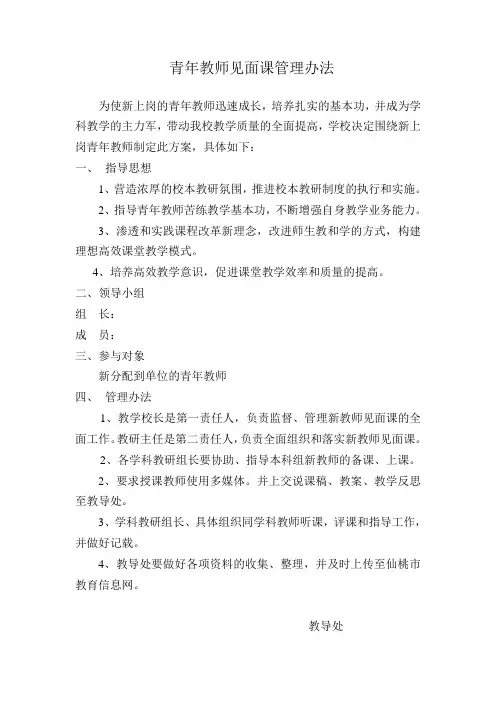 青年教师见面课活动方案