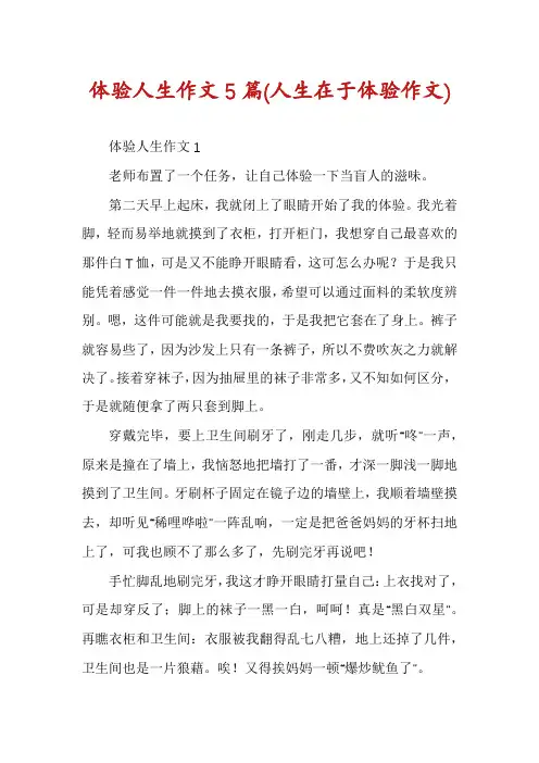 体验人生作文5篇