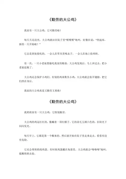 勤劳的大公鸡作文