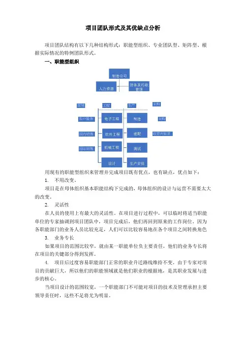 项目团队类型汇总