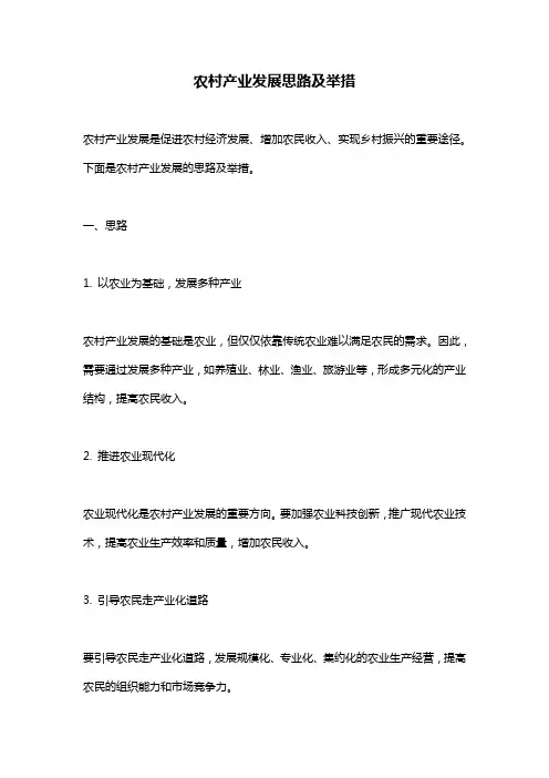 农村产业发展思路及举措