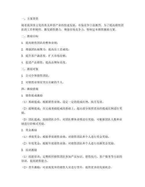 茶业销售激励方案模板