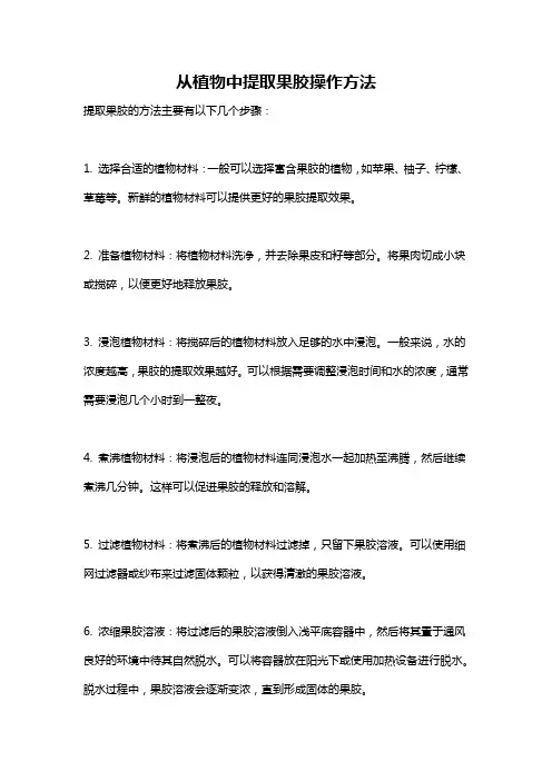 从植物中提取果胶操作方法
