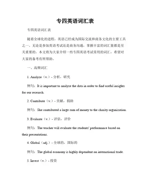  专四英语词汇表
