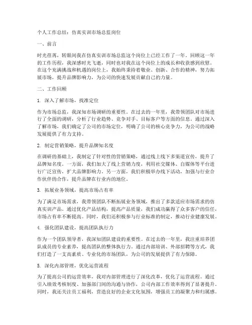 仿真实训市场总监个人工作总结
