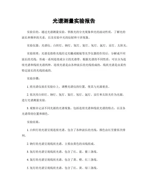 光谱测量实验报告