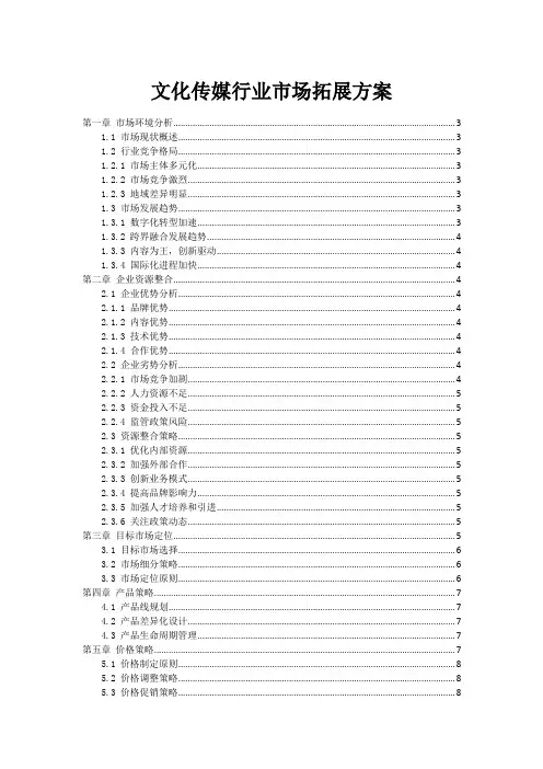 文化传媒行业市场拓展方案