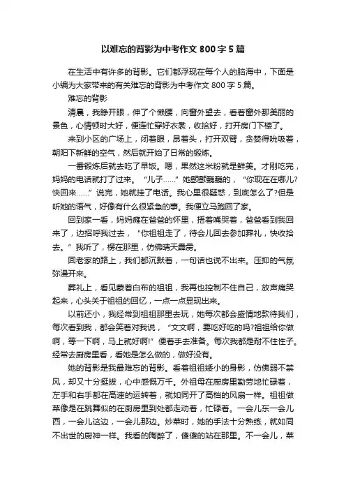 以难忘的背影为中考作文800字5篇