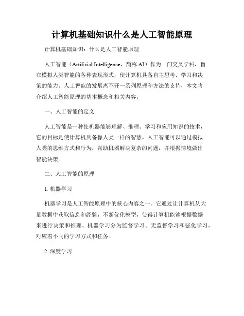计算机基础知识什么是人工智能原理