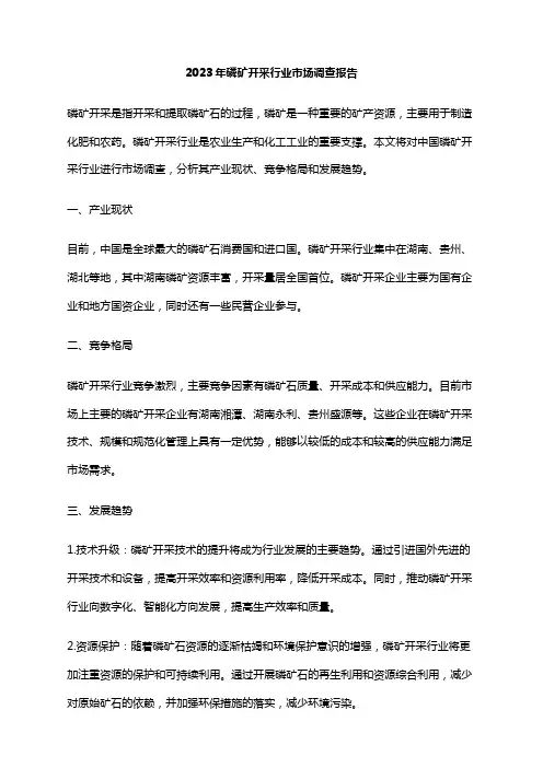 2023年磷矿开采行业市场调查报告