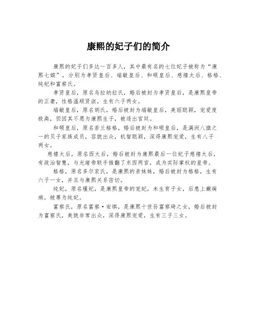 康熙的妃子们的简介
