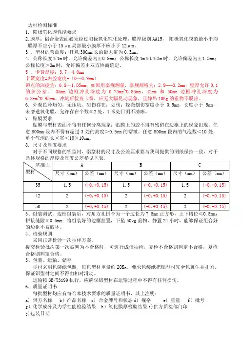 太阳能组件边框检测标准