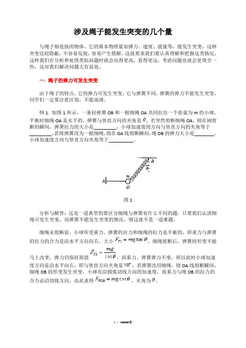 高考经典物理模型：绳子受力突变问题精选.