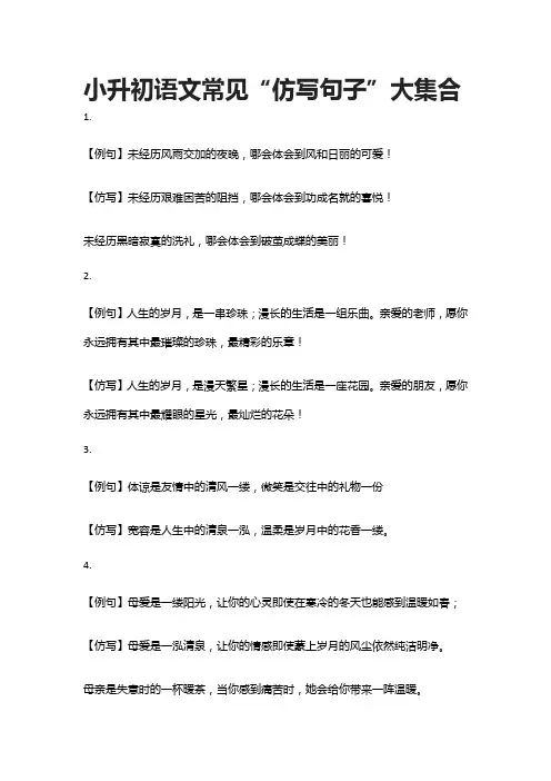 小升初语文常见“仿写句子”大集合