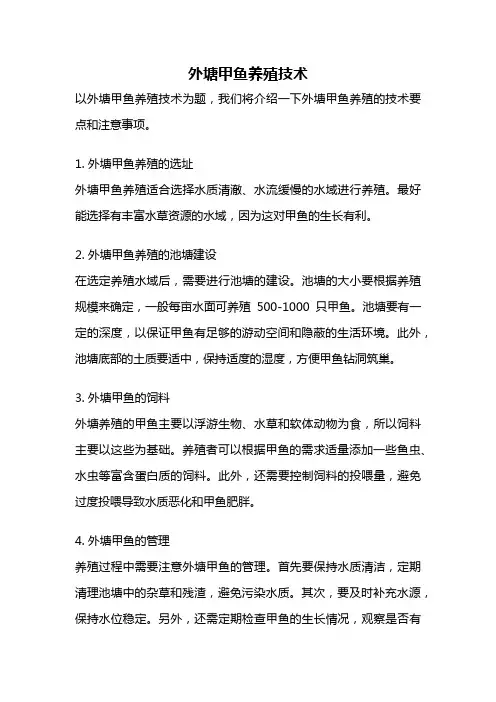 外塘甲鱼养殖技术