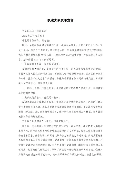 执法大队表态发言