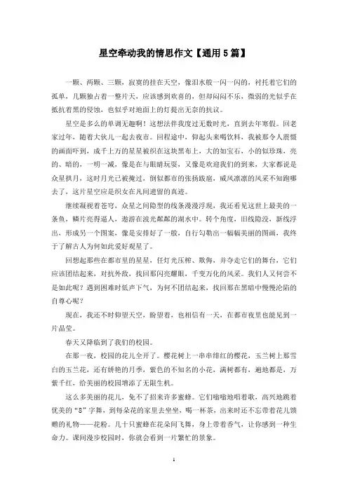 精选星空牵动我的情思作文【通用5篇】