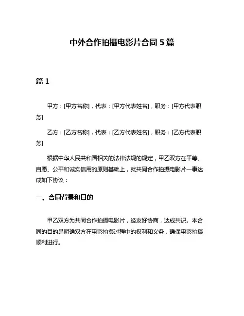 中外合作拍摄电影片合同5篇