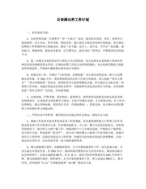 公安派出所工作计划