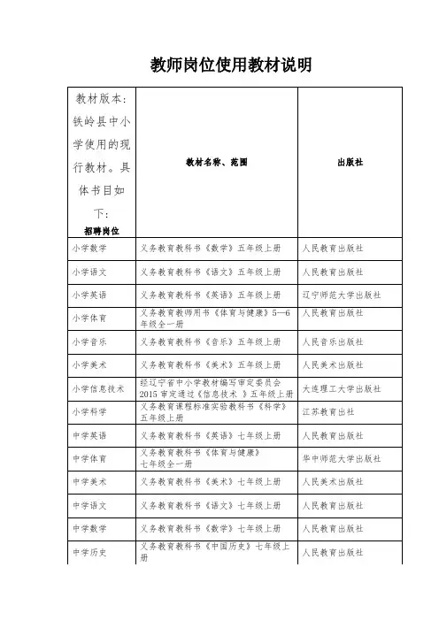 教师岗位使用教材说明