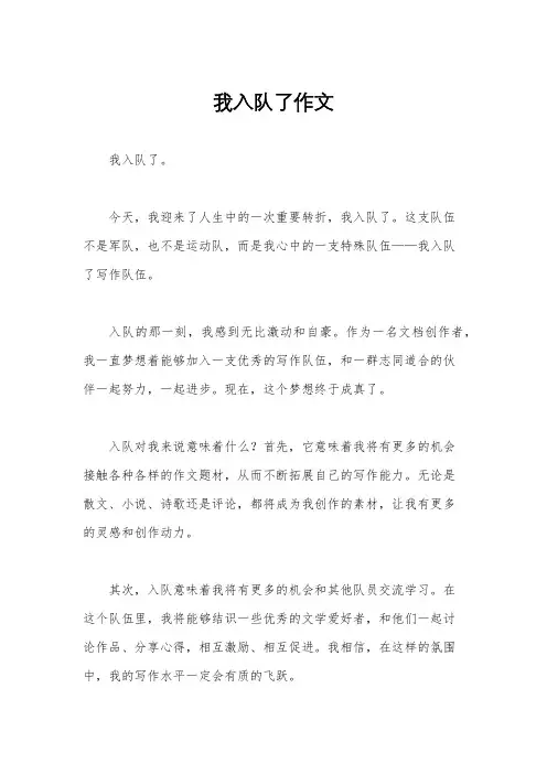 我入队了作文