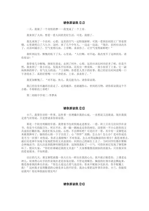 请你原谅我作文
