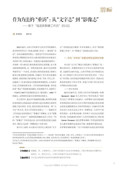 作为方法的“重访”：从“文字志”到“影像志”——基于“独龙族影像工作坊”的讨论