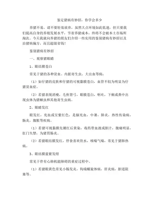 鉴定猪病有妙招,你学会多少
