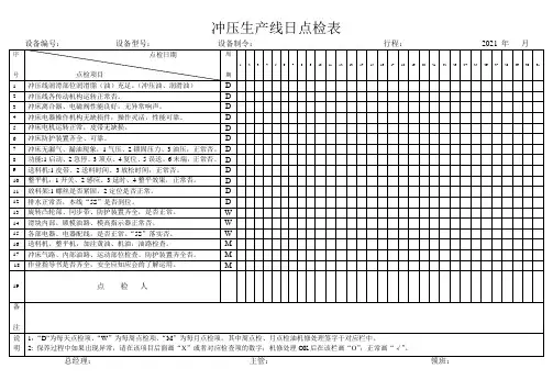 冲压生产线日点检表