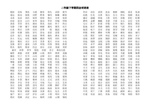 二年级下学期四会词语表