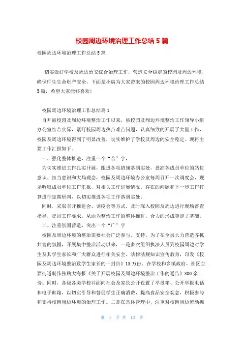 校园周边环境治理工作总结5篇